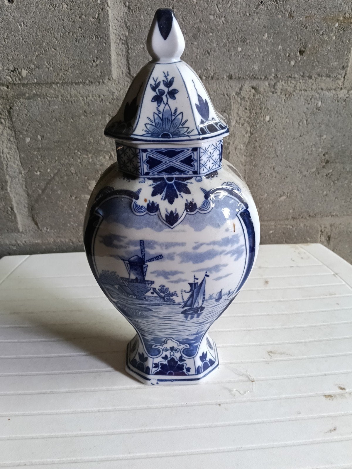 Antieke Delfts Blauwe Gemberpot met Deksel, Ophalen of Verzenden