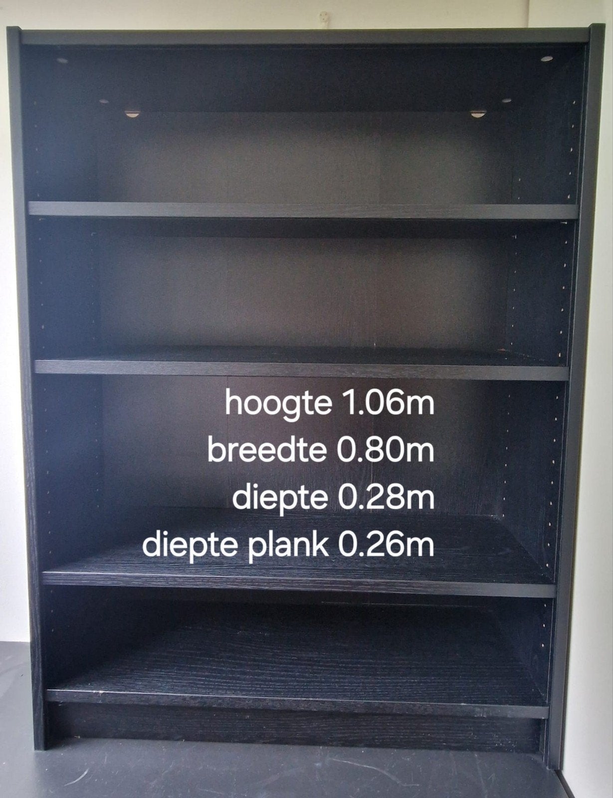 IKEA BILLY Boekenkast Zwart Eikenpatroon 80x28x106 cm, Huis en Inrichting, Kasten | Boekenkasten, Zo goed als nieuw, 50 tot 100 cm