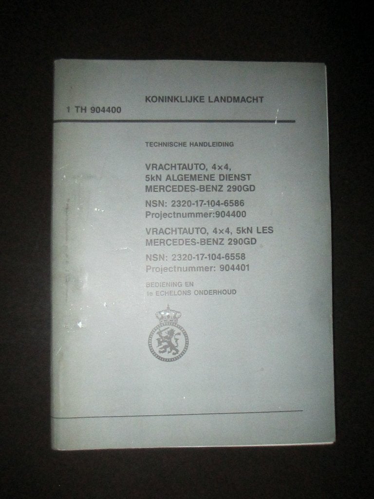 Manual / handleiding / th mercedes mb 290 gd leger jeep, Ophalen of Verzenden, Landmacht, Nederland, Boek of Tijdschrift