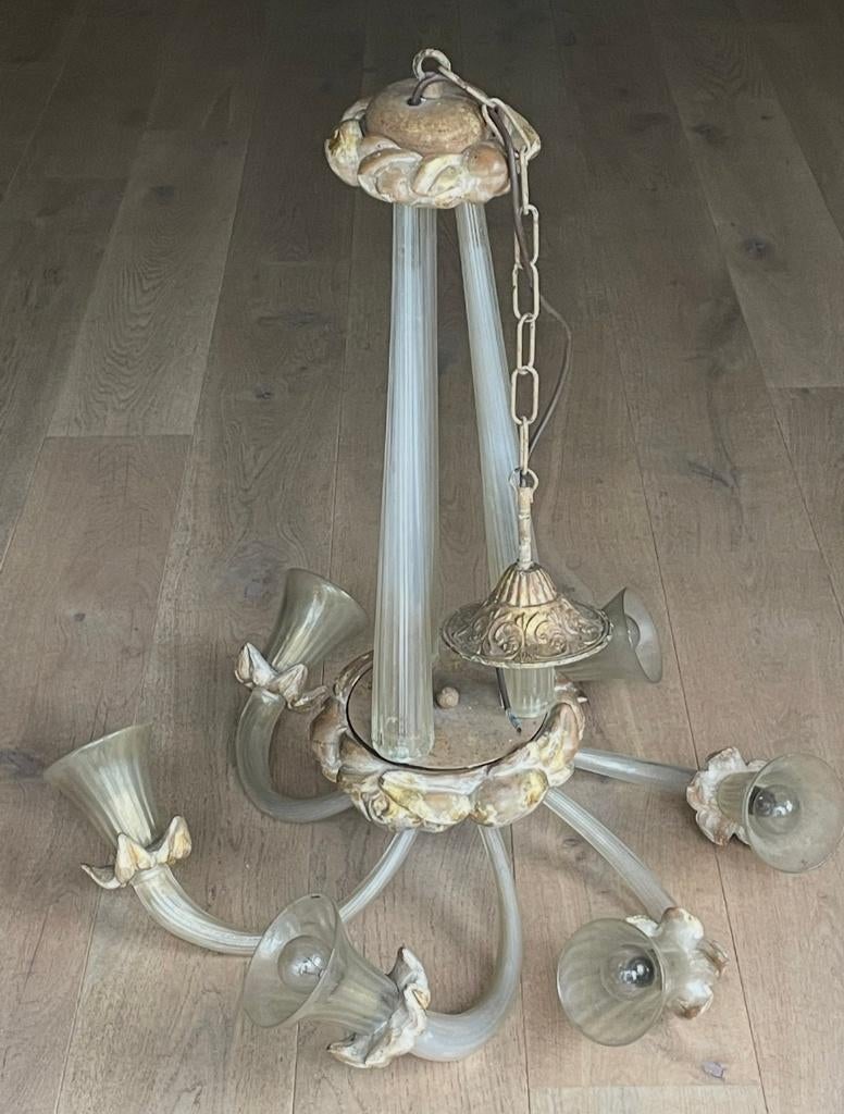 Italiaanse kroonluchter van murano glas, Ophalen, Zo goed als nieuw, Glas