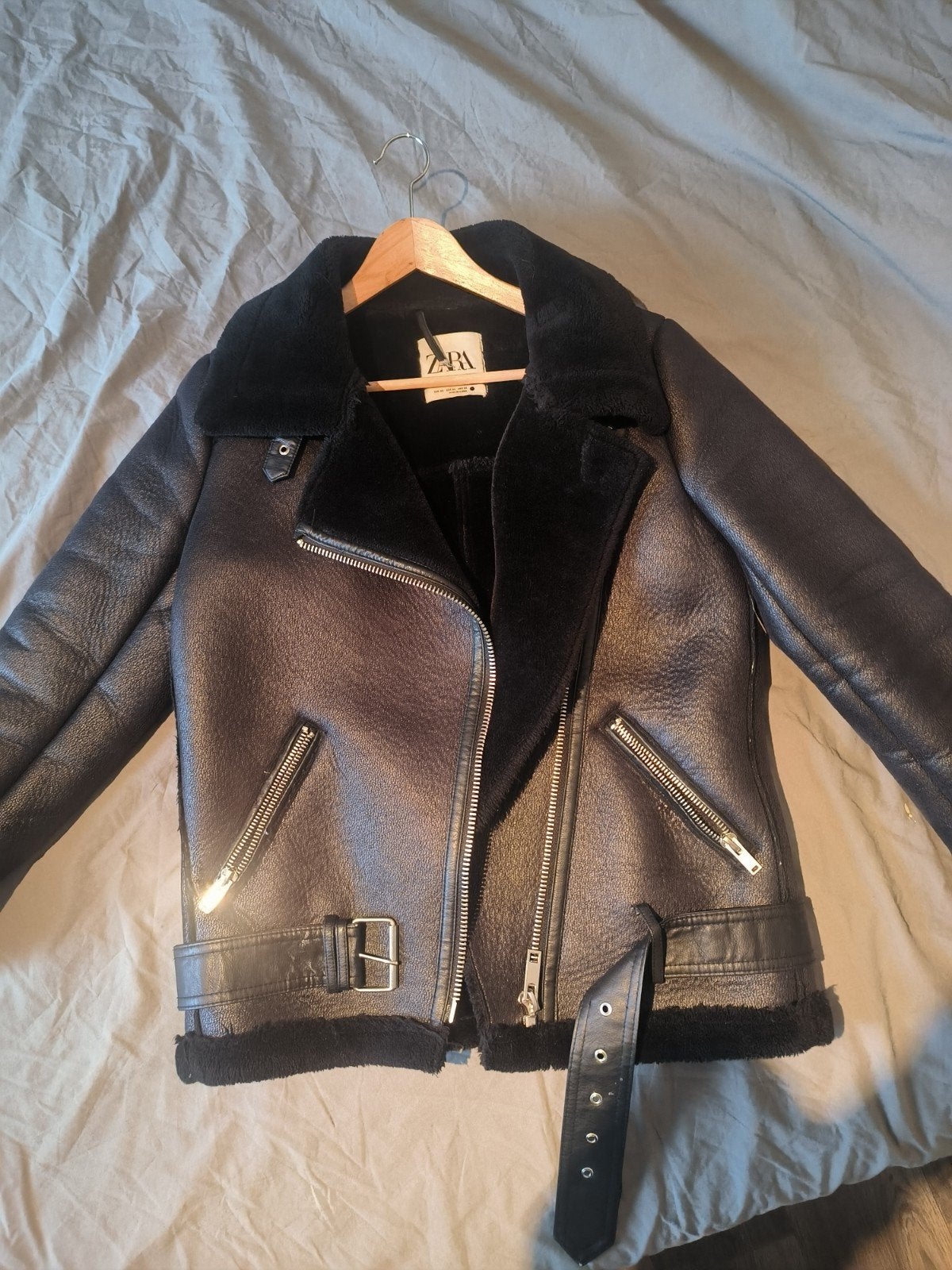Zara bikerjack met teddy voering - Maat XS, Kleding | Dames, Ophalen of Verzenden, Zo goed als nieuw, Maat 34 (XS) of kleiner