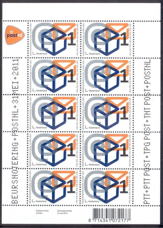 Nederland postfris nominaal 2011 NVPH nr. V2833, Postzegels en Munten, Postzegels | Nederland, Ophalen of Verzenden, Na 1940, Postfris