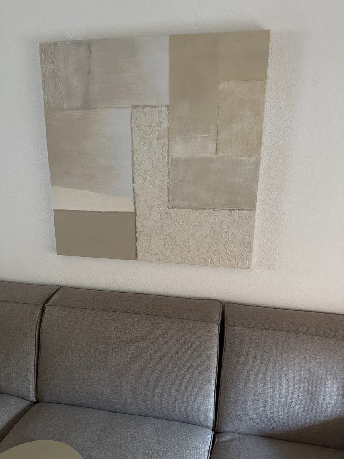 Modern abstract schilderij in neutrale tinten afm 94 X 94, Ophalen