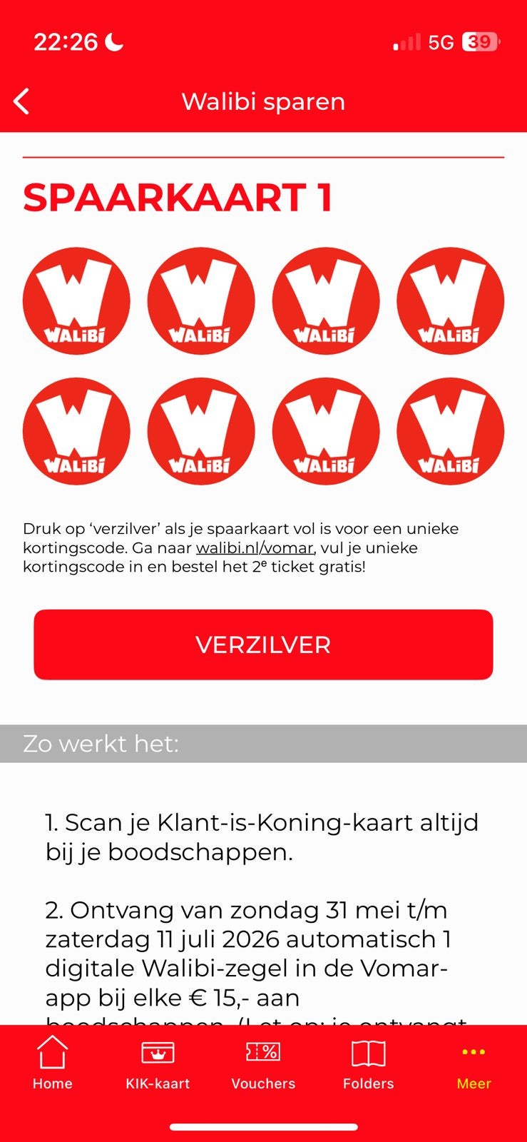 2 Walibi vomar spaarkaarten, Twee personen, Kortingsbon, Pretpark