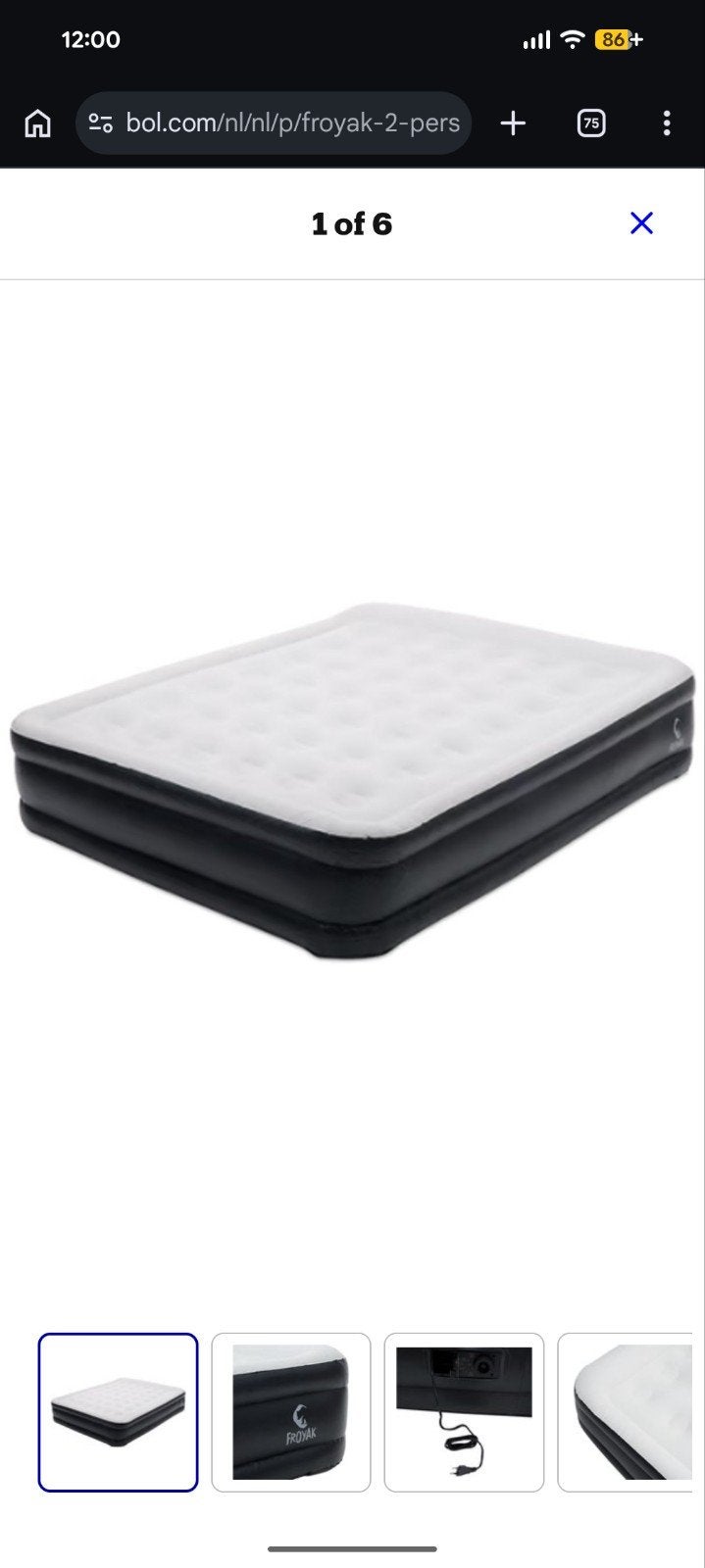 Froyak 2-person air mattress with built-in pump, Ophalen of Verzenden
