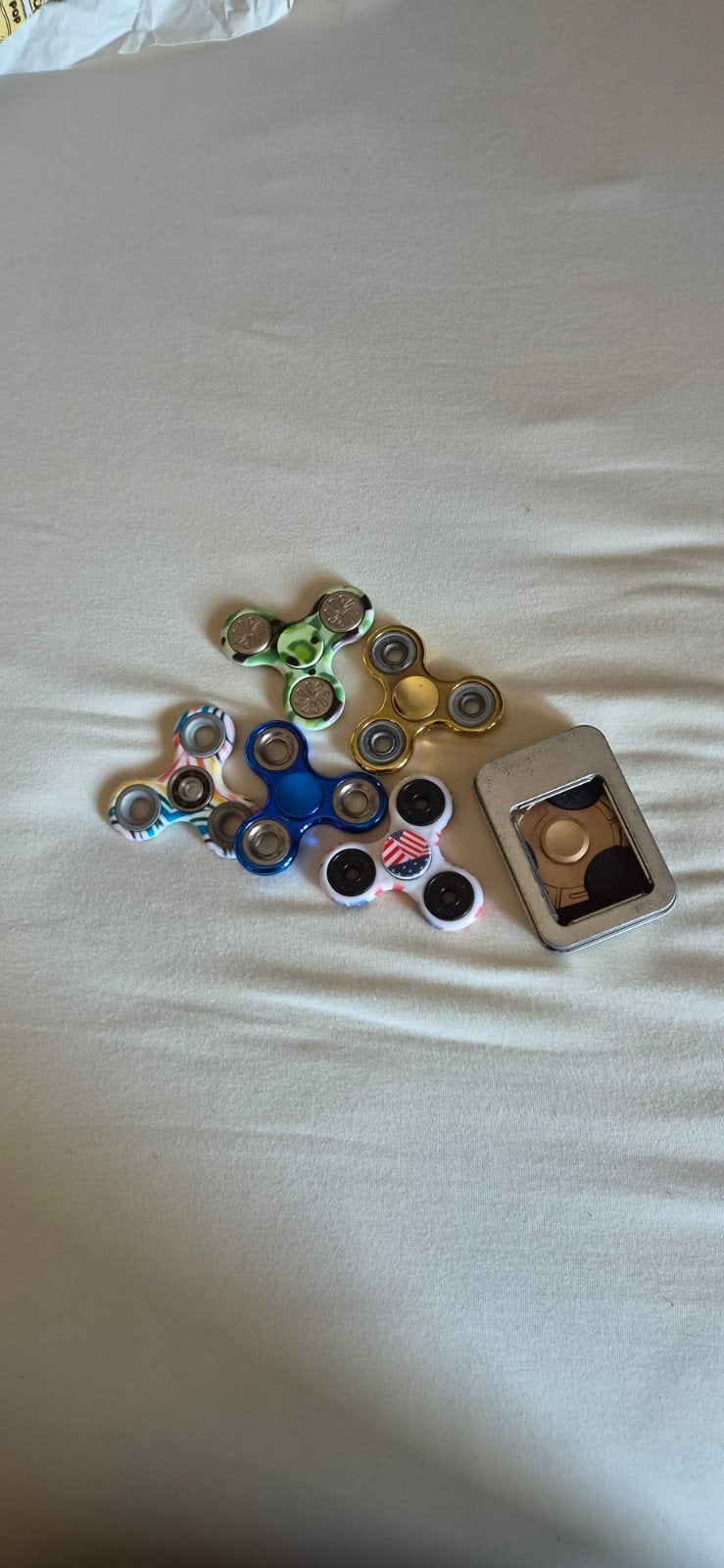 Fidget Spinners - Set van 5 met opbergdoosje, Ophalen of Verzenden, Gebruikt, Jongen of Meisje