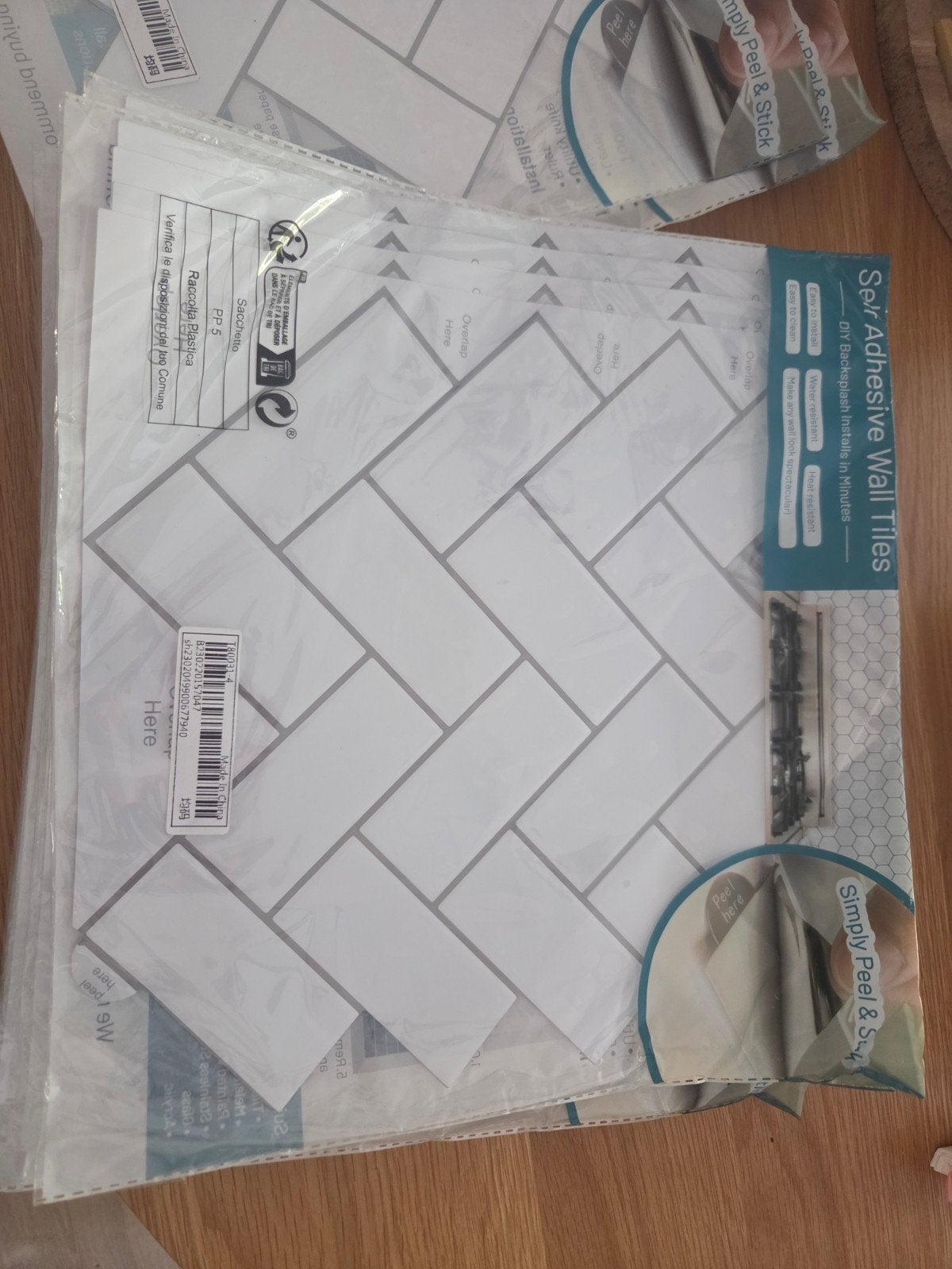 Zelfklevende wandtegels - Peel & Stick - Wit, Doe-het-zelf en Verbouw, Overige materialen, Wandtegels, Nieuw, Ophalen of Verzenden