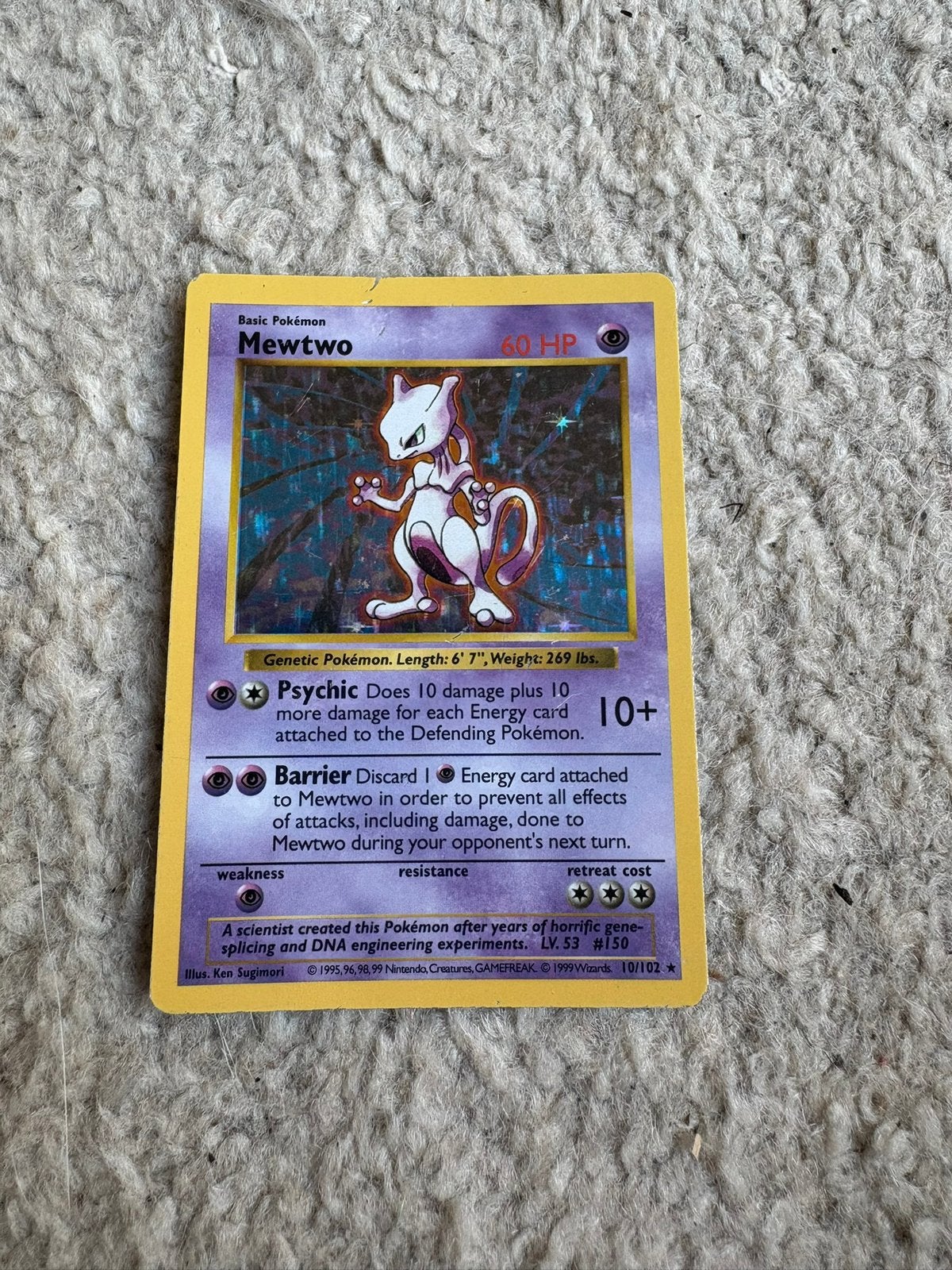 Pokémon kaart shadowles Mewtwo holo 10/102, Ophalen of Verzenden, Zo goed als nieuw