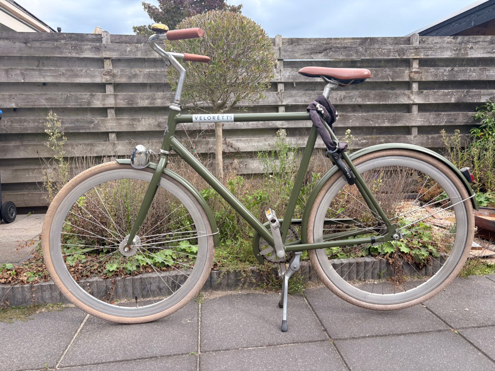 Veloretti caféracer herenfiets, groen, Fietsen en Brommers, Terugtraprem, Gebruikt, 57 tot 61 cm, Ophalen
