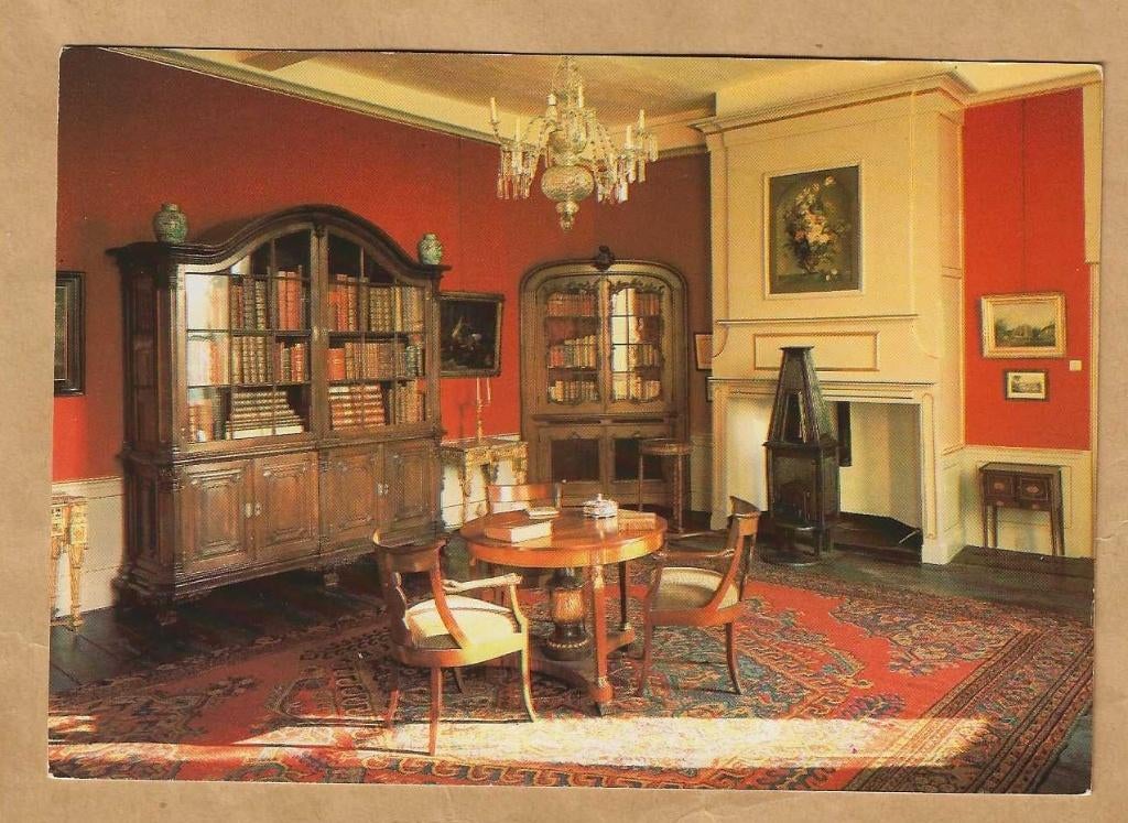 Ansichtkaart. Vaassen Kasteel De Cannenburch. Rode kamer., Ophalen of Verzenden, 1960 tot 1980, Ongelopen, Gelderland