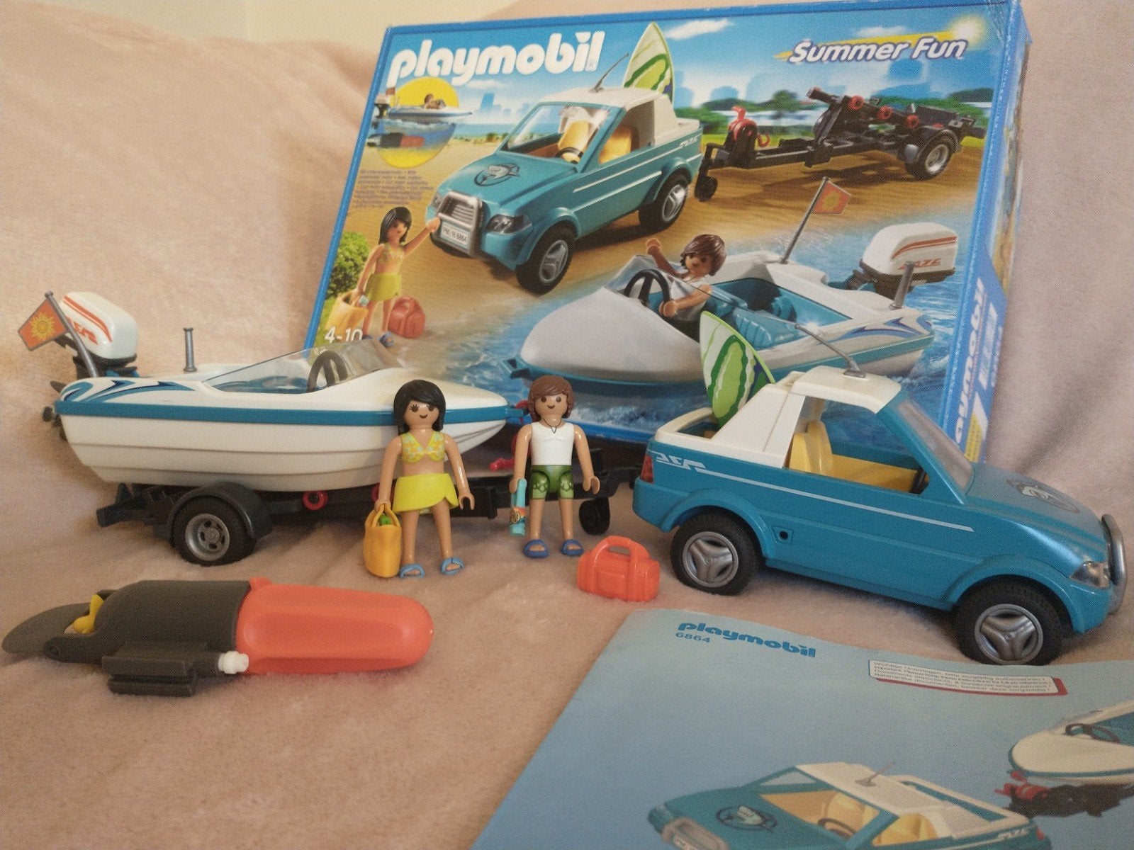 Playmobil Summer fun 6864 auto met boot, Gebruikt, Complete set, Voertuig, Ophalen of Verzenden