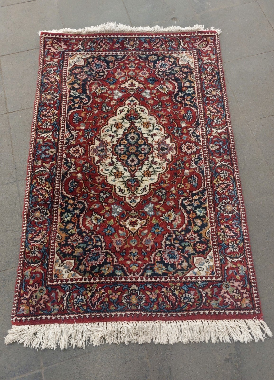 Handgeknoopt Tapijt Vloerkleed, Gebruikt, 100 tot 150 cm, Perzisch, Rechthoekig