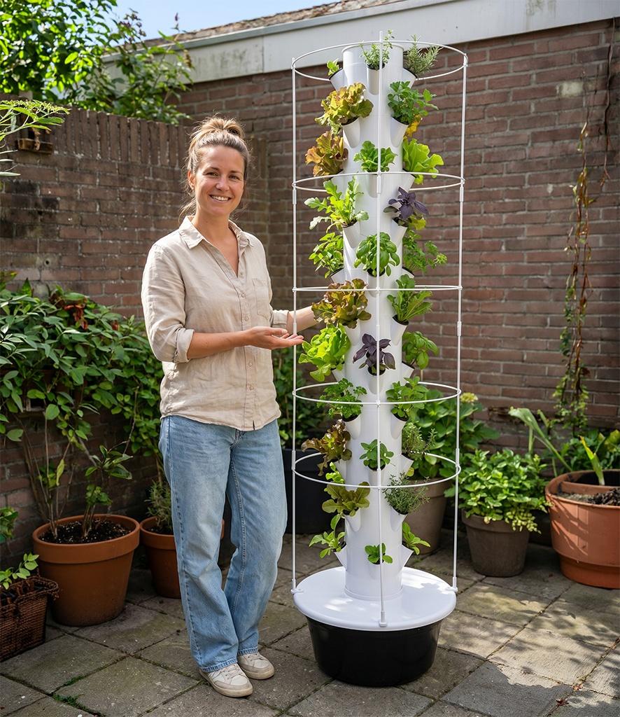 Lumegro Hydrocultuur kweek toren 11 etages 44 planten, Kunststof, Verzenden, Minder dan 60 cm, Rond