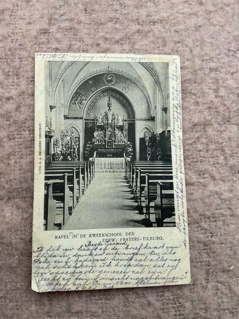briefkaart Kapel Kweekschool Fraters Tilburg 1906, Ophalen of Verzenden, Voor 1920, Gelopen, Noord-Brabant