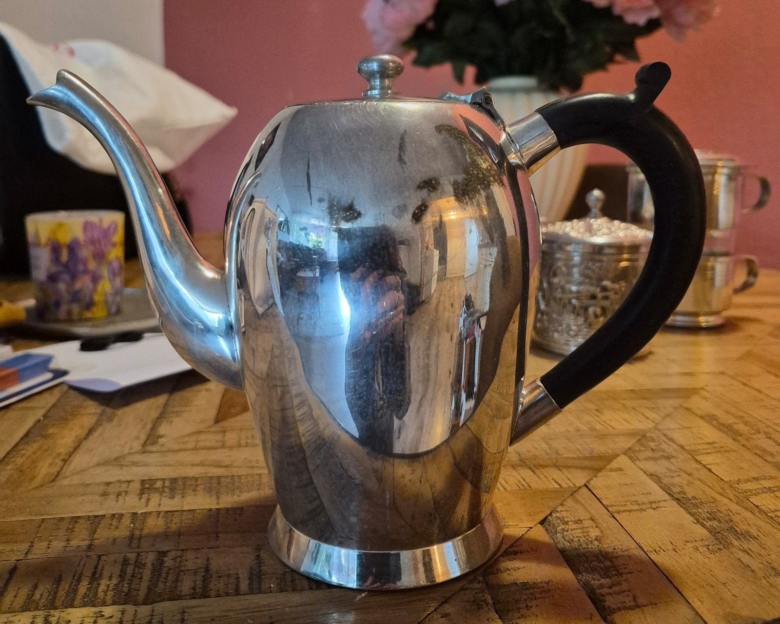 Vintage Verzilverde Alessi Bombé Theepot, Antiek en Kunst, Ophalen of Verzenden, Zilver