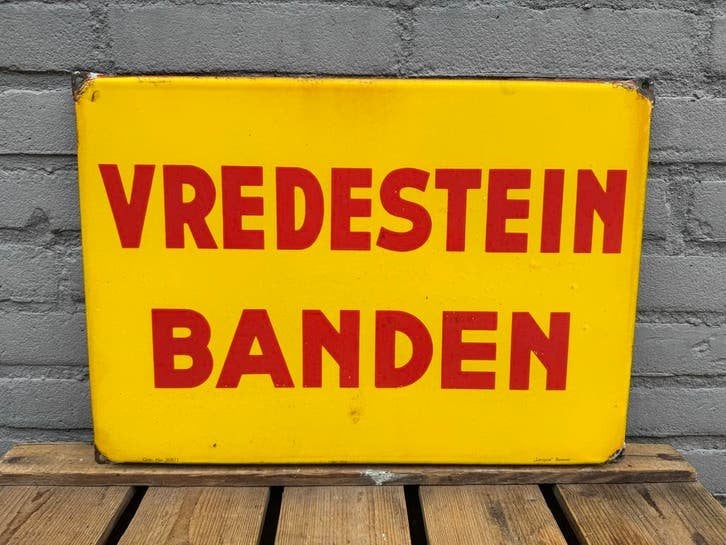 Vintage Vredestein Banden Emaille Reclamebord, Antiek en Kunst, Ophalen of Verzenden