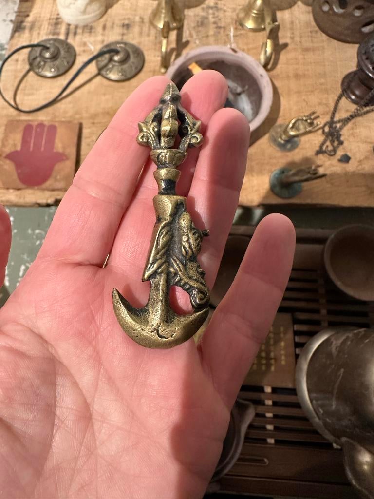 Vintage Tibetaanse Vajra Anker Hanger - Brons, Antiek en Kunst, Ophalen of Verzenden