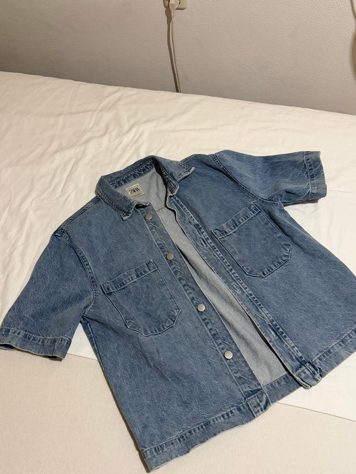 Zara spijkerblouse met korte mouwen, Zo goed als nieuw, Korte mouw, Maat 36 (S), Verzenden