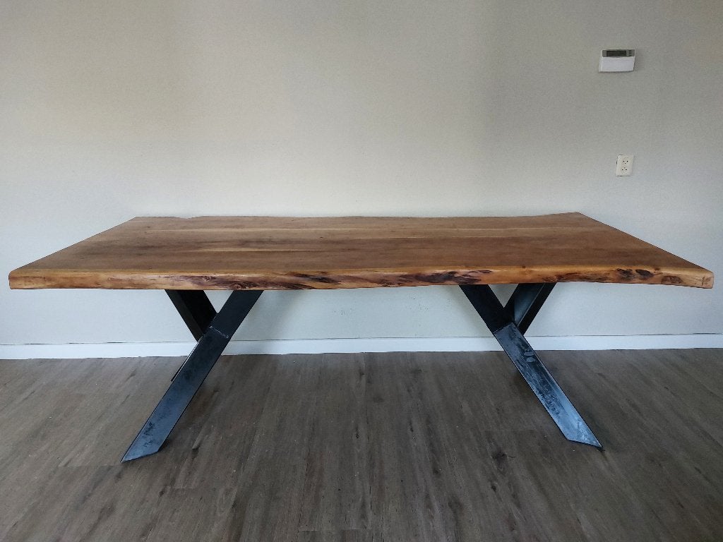 Boomstamtafel acacia 220 x 100 x 78, Ophalen, 200 cm of meer, 50 tot 100 cm, Zo goed als nieuw