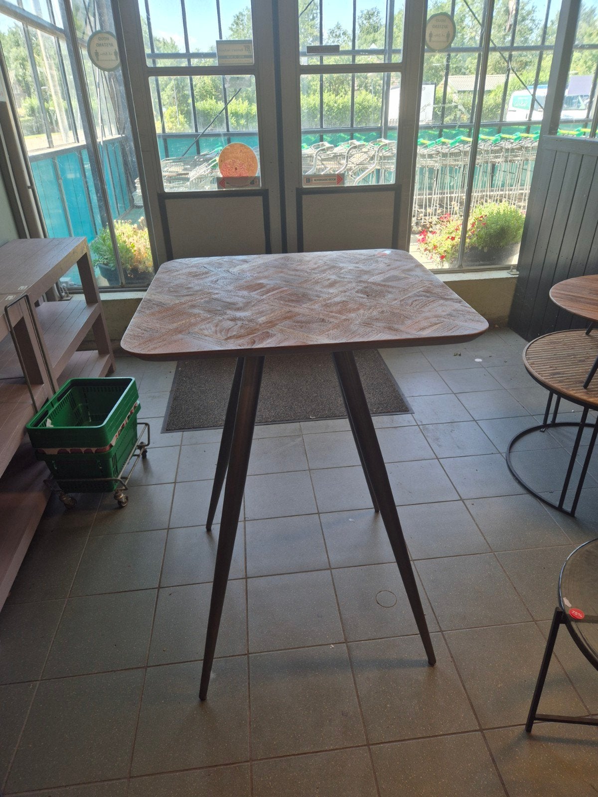 PTMD Bartafel met houten blad 75x75, hoogte 107 cm, Ophalen