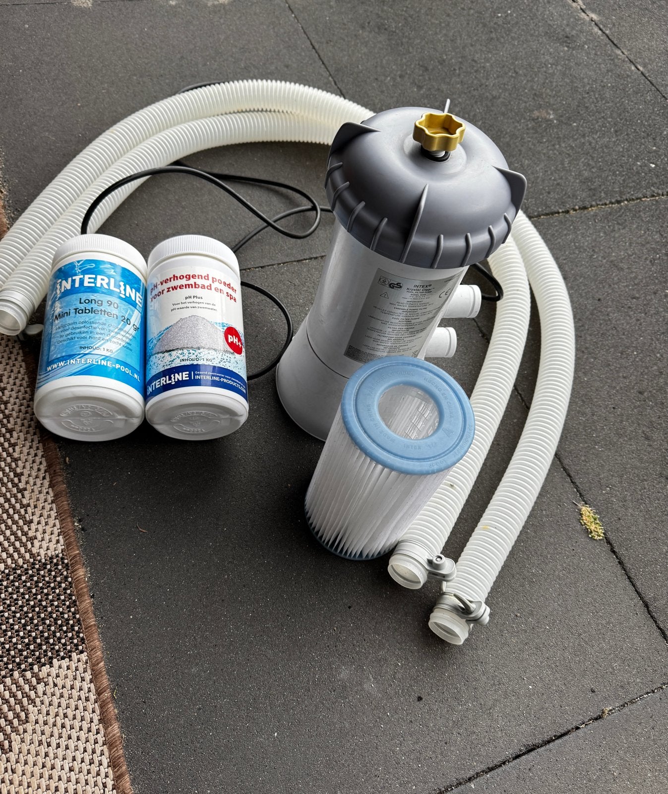 Zwembadpomp Krystal Clear met nieuw filter en chemicaliën, Tuin en Terras, Ophalen, Zo goed als nieuw, Zwembadpomp