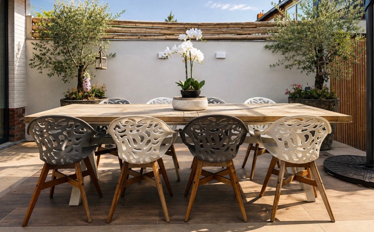 Tuinset Voula 8 persoons, Tuin en Terras, Tuinsets en Loungesets, Gebruikt, Eettafel, Teakhout, Ophalen of Verzenden