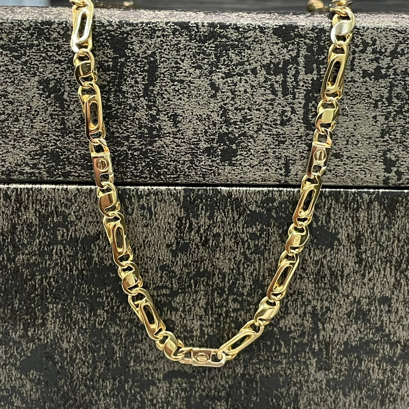 14k gouden massieve valkenoog ketting, Sieraden, Tassen en Uiterlijk, Kettingen, Ophalen of Verzenden, Zo goed als nieuw, Goud