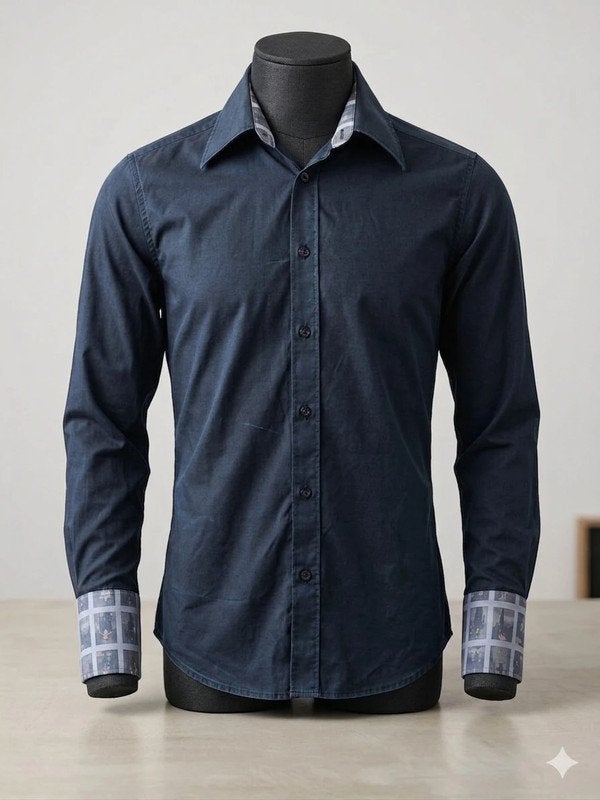 Hans Ubbink Donker Shirt Medium Foto Print Kraag & Manchette, Ophalen of Verzenden, Gedragen, Zwart, Hans Ubbink