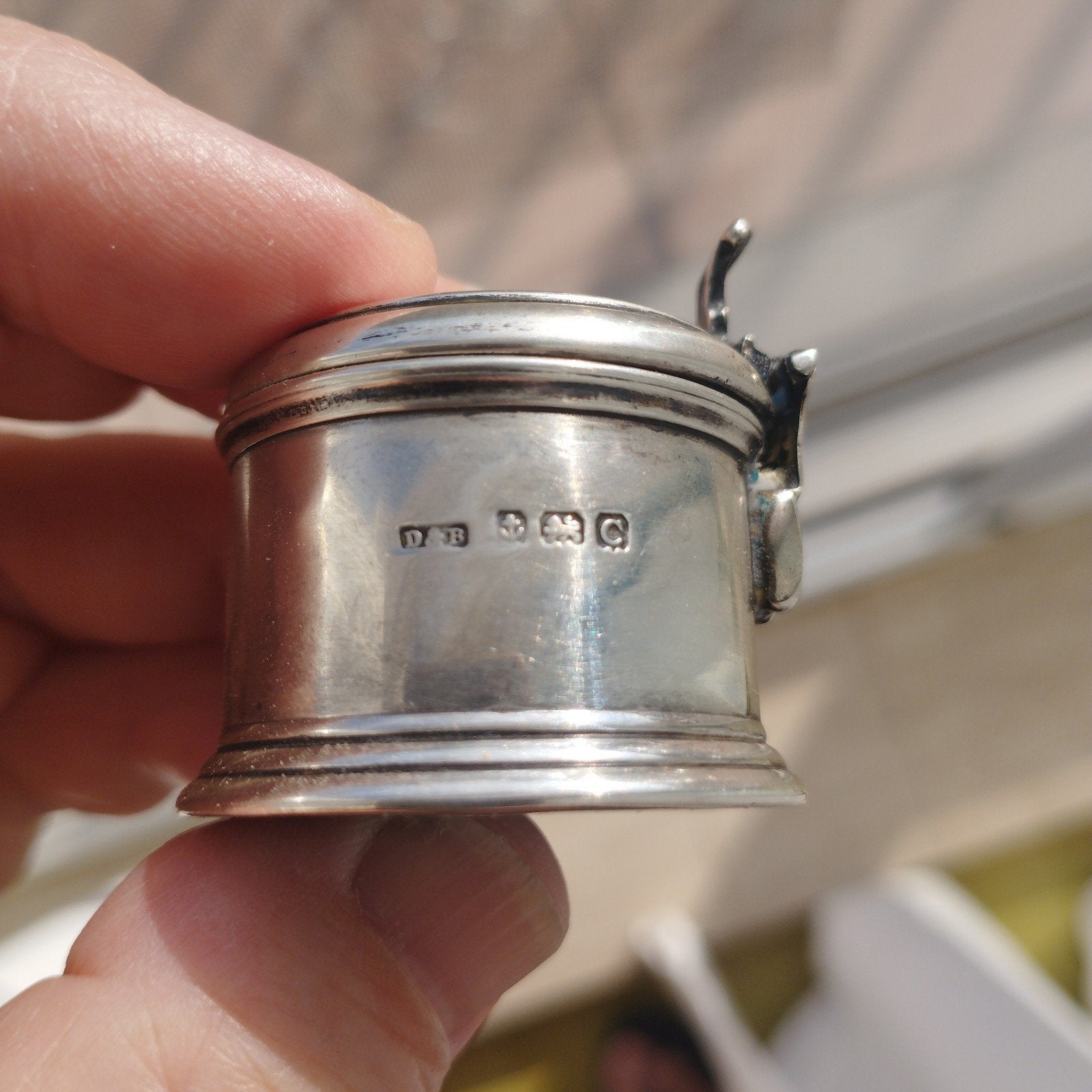 Antiek Sterling zilveren mosterdpotje uit 1920., Antiek en Kunst, Ophalen of Verzenden, Zilver