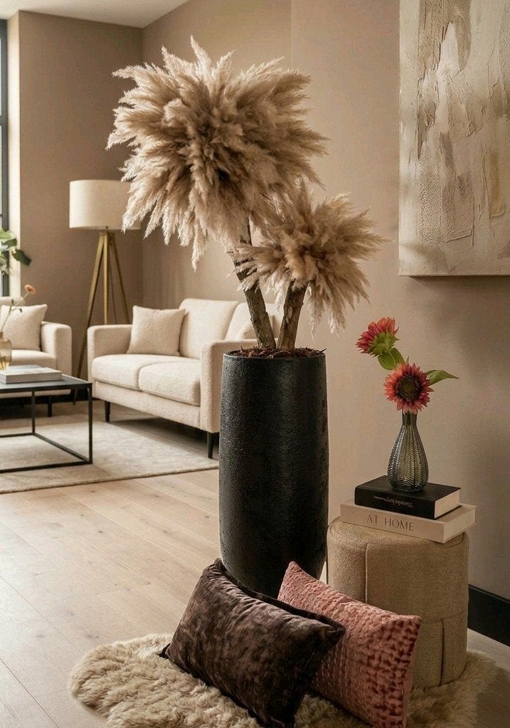 Pampasboom incl pot, Binnen, Natuurlijk materiaal, Handgemaakt, Nieuw