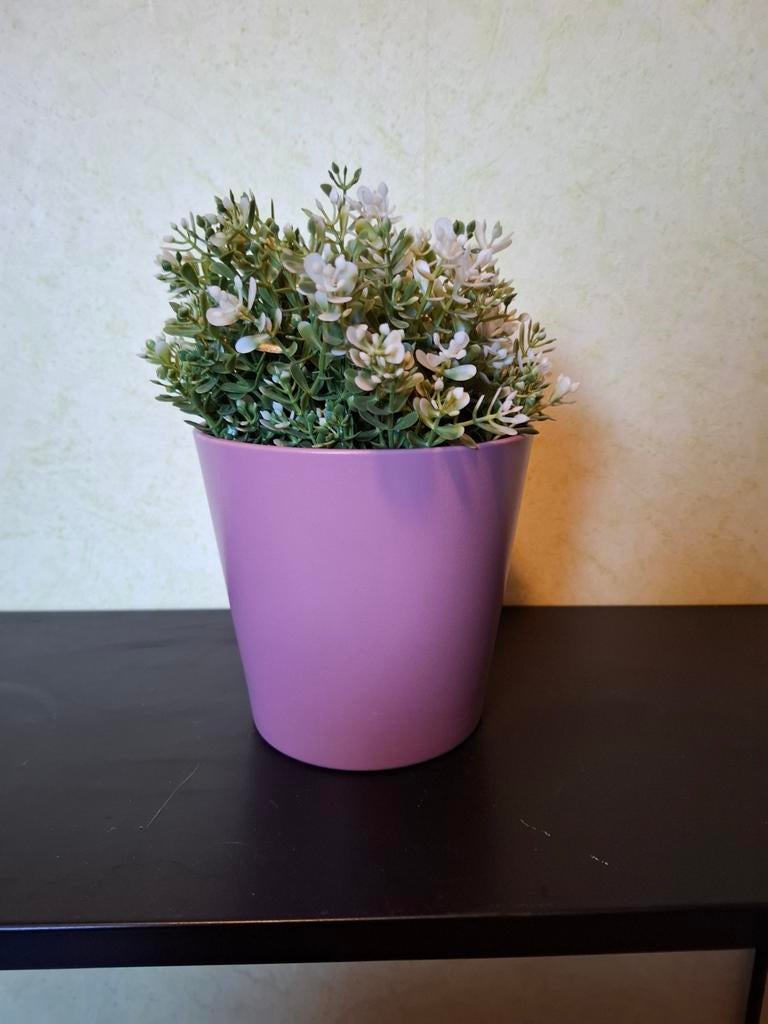 Bloempotje met kunstplantje 13x14 cm, Ophalen of Verzenden, Gebruikt, Binnen