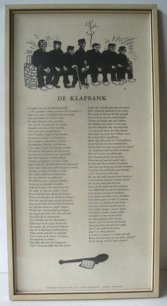 J.C. van Schagen De klapbank Eigen uitgave Rijm en prent, in, Boeken, Gedichten en Poëzie, Zo goed als nieuw, Eén auteur, Ophalen of Verzenden