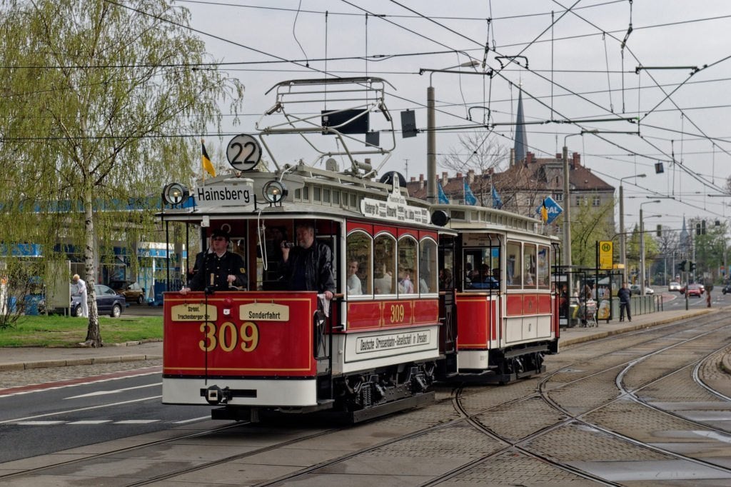 LGB spoor : Oldtimer DRESDEN TRAM-STEL nr 107 , versuperd, Overige merken, Ophalen of Verzenden, Zo goed als nieuw, Analoog