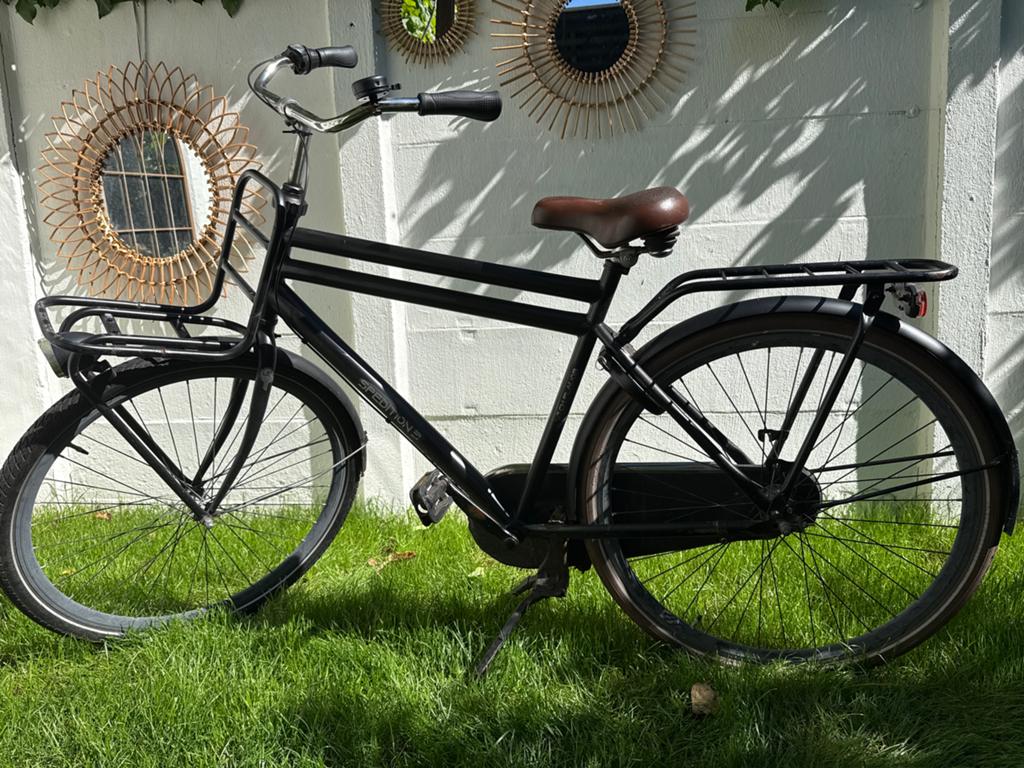 zwarte transportfiets voor jongens met versnellingen, Terugtraprem, Gebruikt, Versnellingen, Ophalen