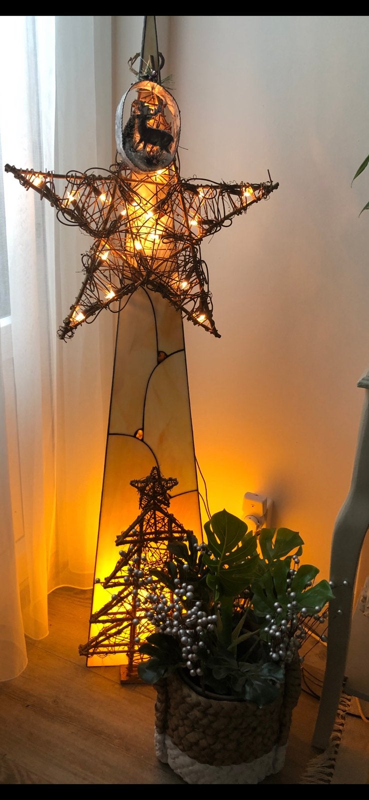 Glas in lood lamp, Ophalen of Verzenden, Zo goed als nieuw, Glas, Minder dan 100 cm