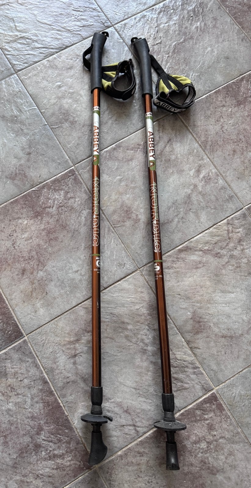 ABBEY nordic walking sticks 140 cm in mooie staat, Ophalen of Verzenden, Zo goed als nieuw, Wandelstok