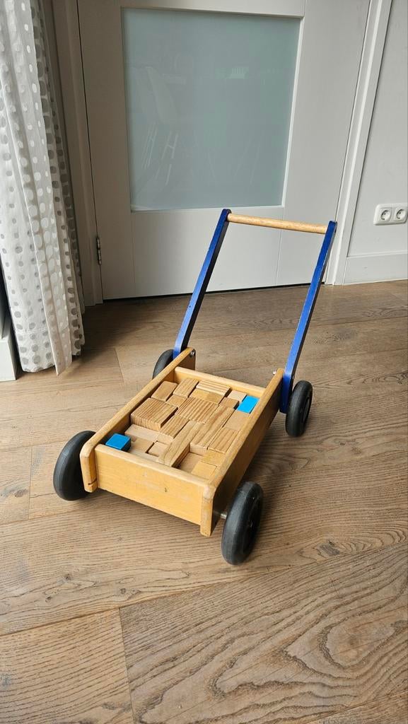 Houten loopwagen met blokkendoos, Ophalen, Gebruikt, Overige merken