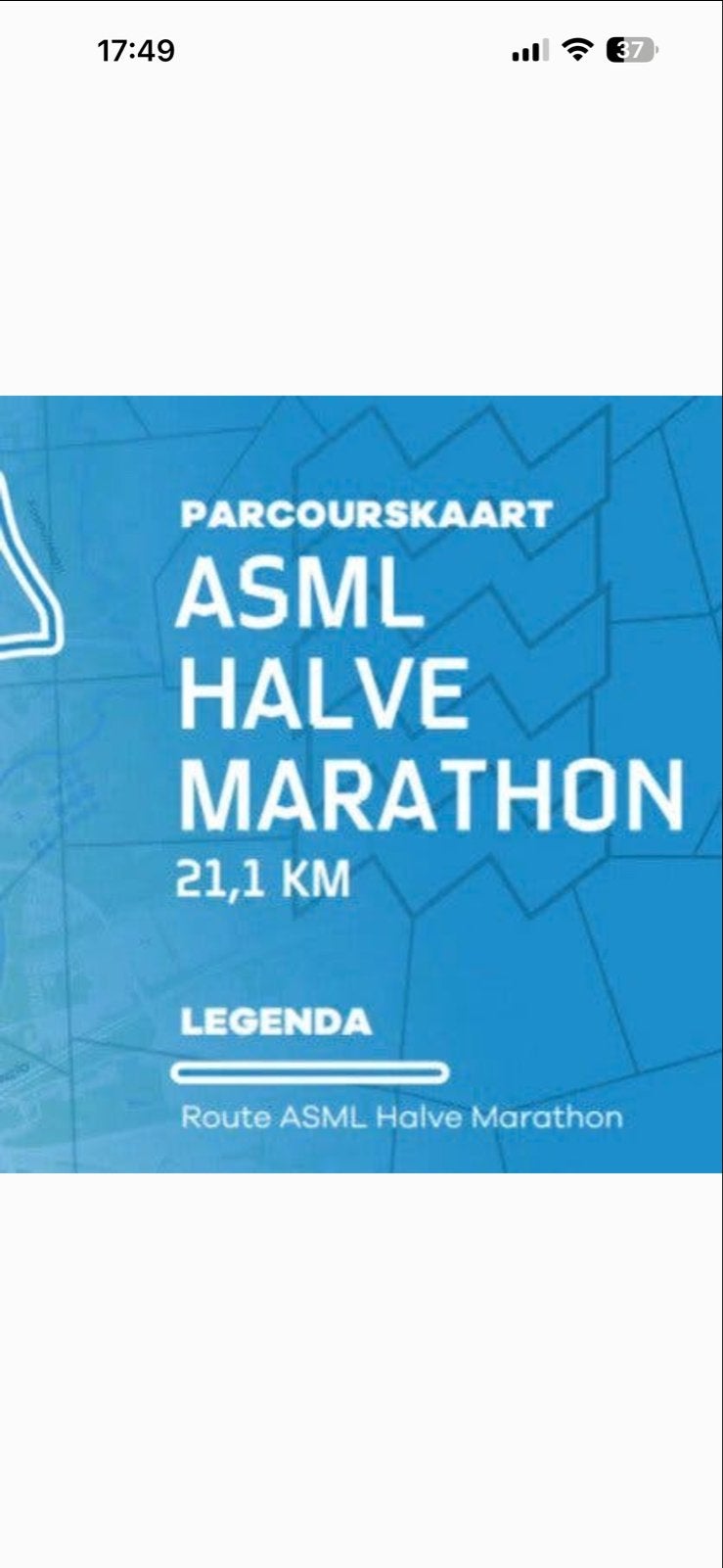 ASML Halve Marathon Parcourskaart - 21,1 KM, Sport en Fitness, Overige merken, Overige typen, Nieuw, Ophalen of Verzenden