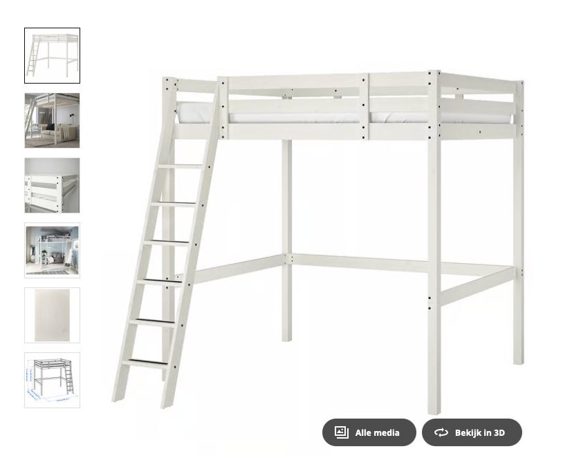 Hoogslaper Ikea STORÅ, Huis en Inrichting, Slaapkamer | Stapelbedden en Hoogslapers, Ophalen, Gebruikt, Hoogslaper, Eenpersoons