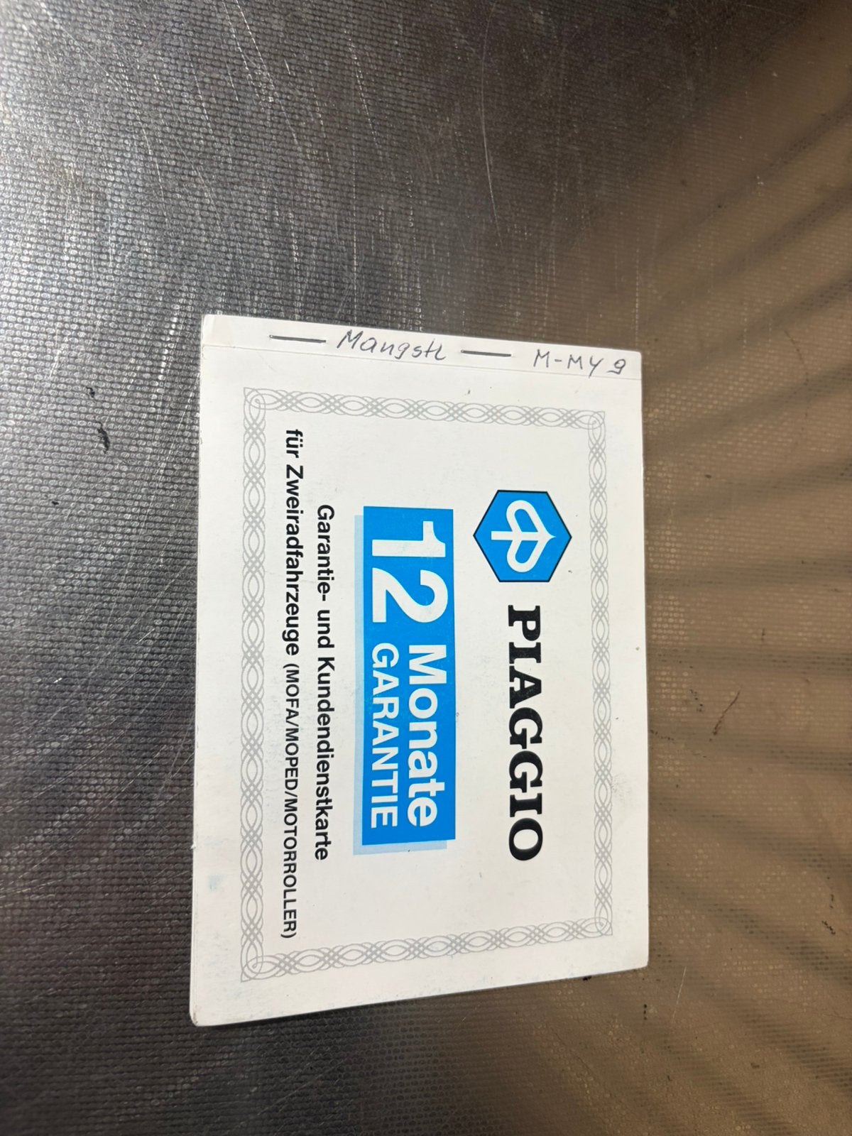piaggio garantie skr 125cc boekje, Ophalen