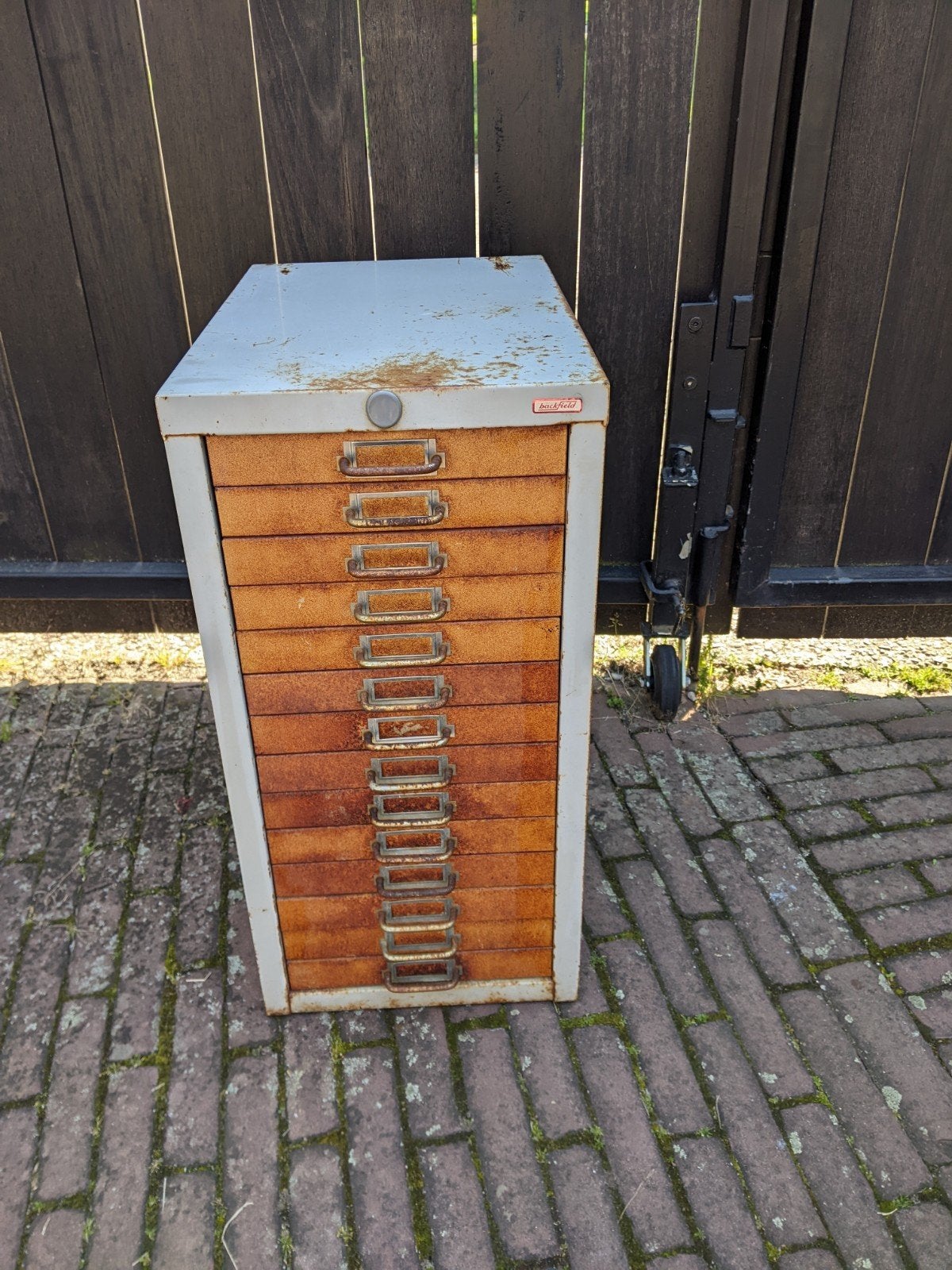 Vintage Backfield Archiefkast met Patina, Antiek en Kunst, Ophalen