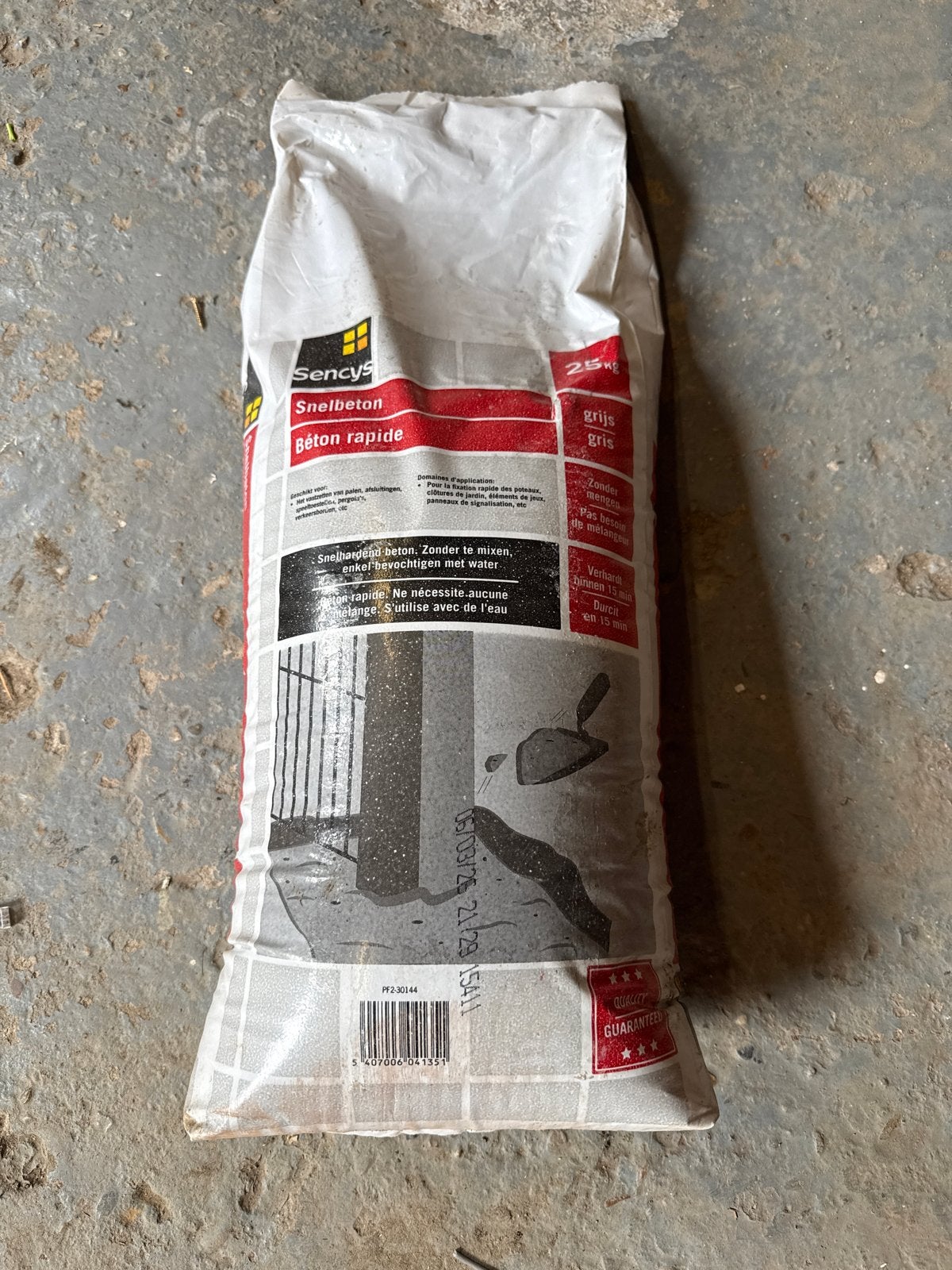 Sencys Snelbeton 25 kg - Grijs, Ophalen, Nieuw
