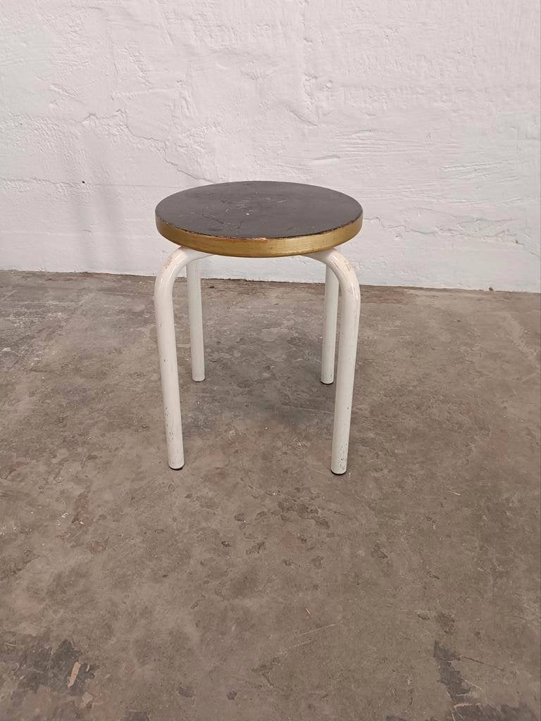 Vintage metaal en hout kruk, Ophalen, Tweedehands, Tweedehands, Hout