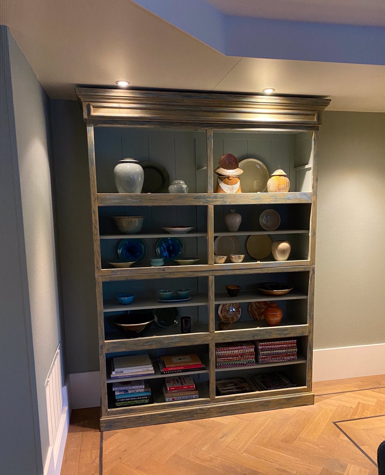 Grote open kast in sleetse look 35 x 160 x 228 cm hoog, Ophalen, Met plank(en), Gebruikt, 150 tot 200 cm