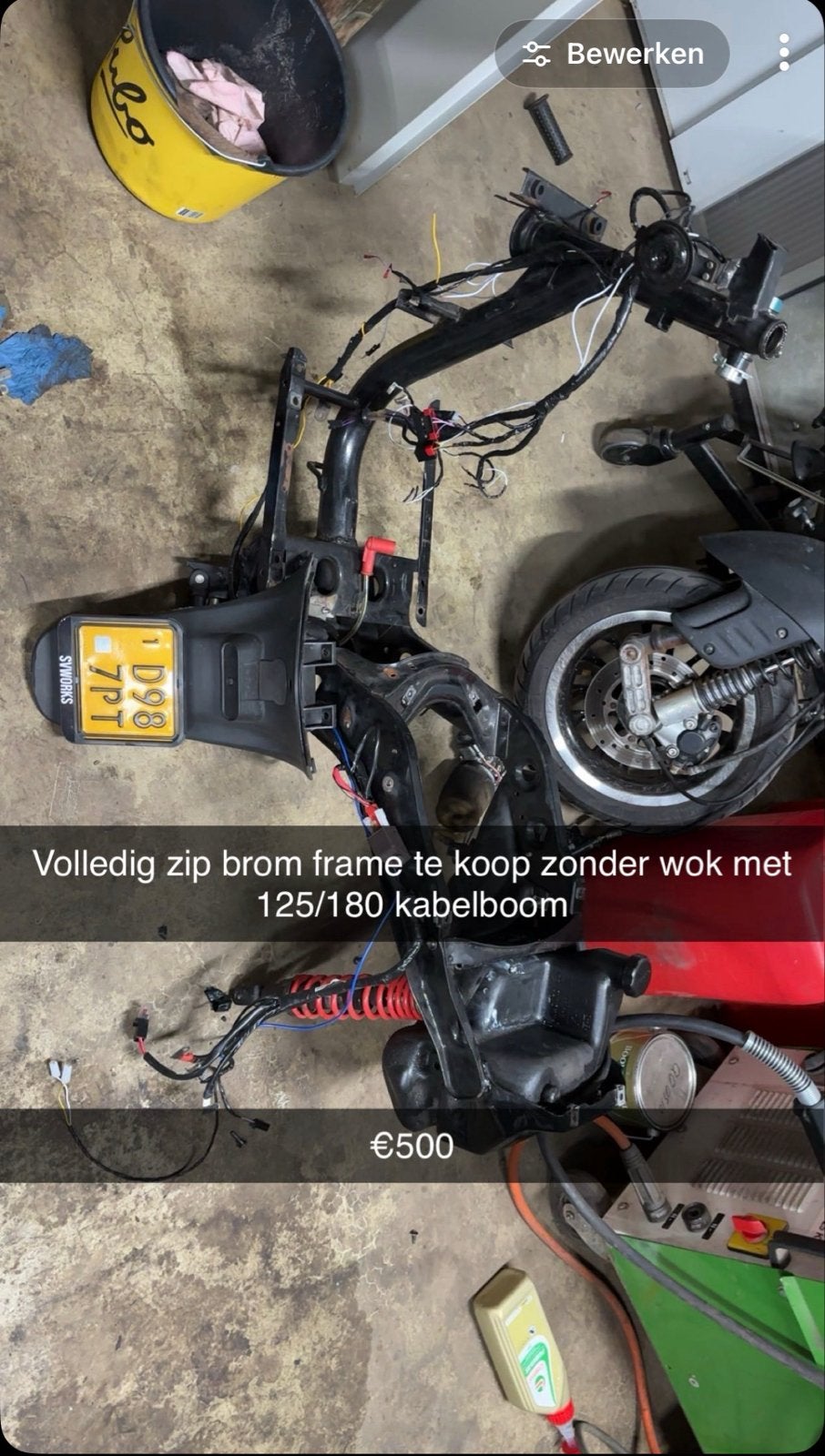 Partij Piaggio Zip onderdelen: frame, zadel, verlichting, Ophalen, Gebruikt, Frame, Piaggio