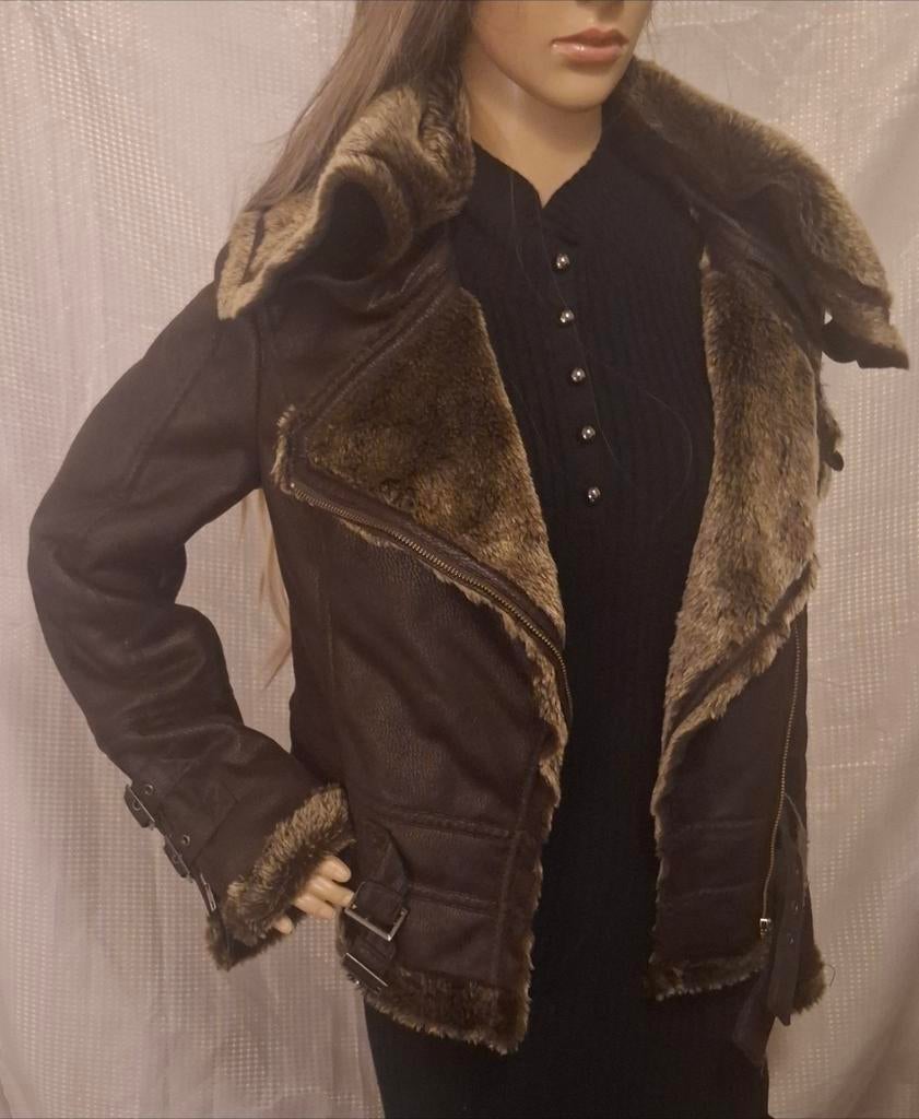 Supertrash bruine gevoerde PU leren jack mt 38, Kleding | Dames, Jassen | Winter, Ophalen of Verzenden