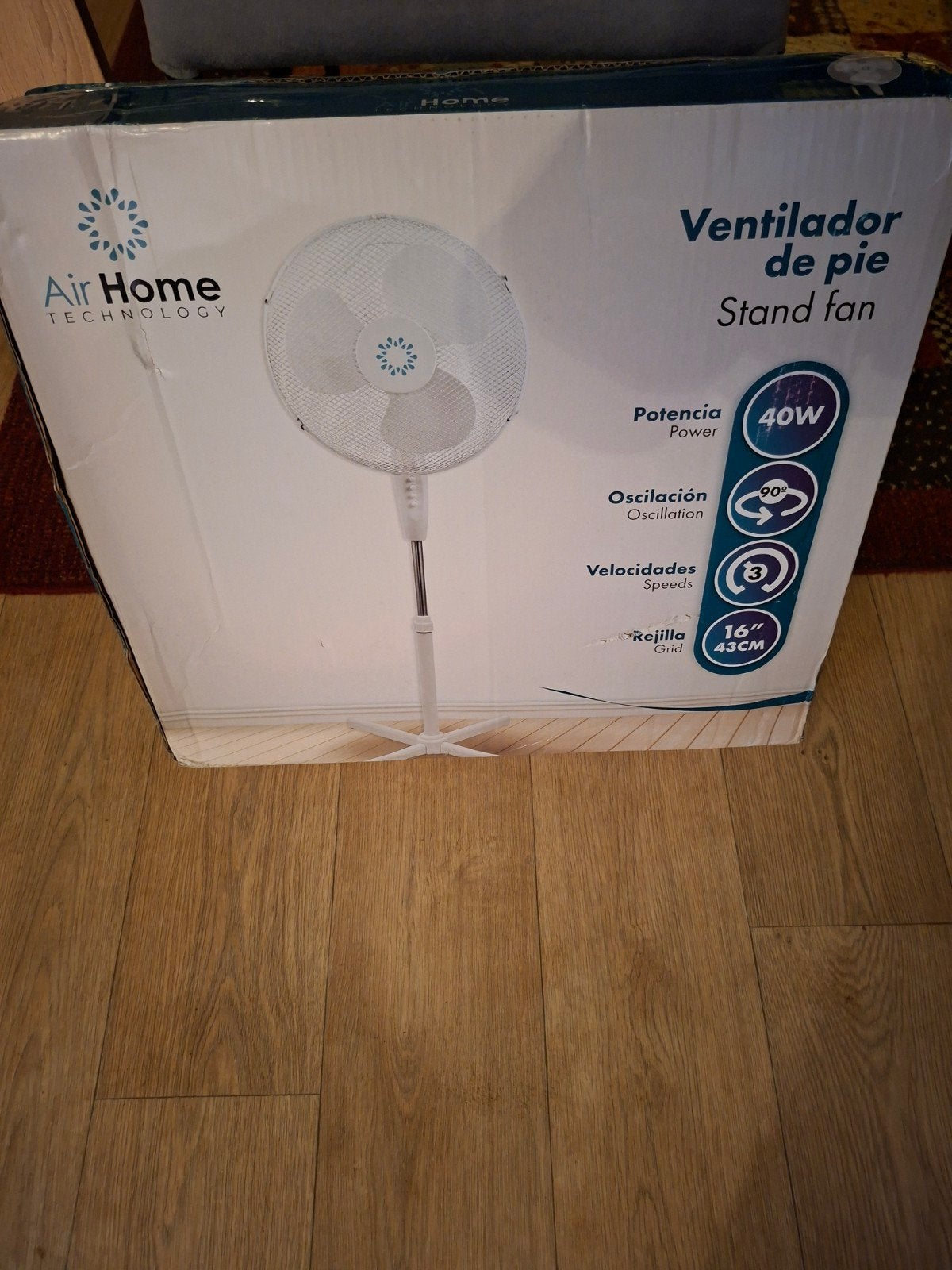 Air Home Statiefventilator - Hoogte verstelbaar, 3 snelheden, Witgoed en Apparatuur, Ventilatoren, Ophalen, Nieuw, Statiefventilator