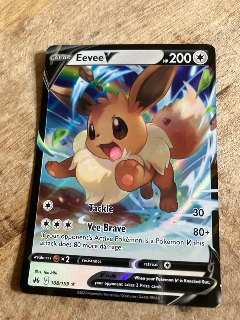 Pokémon Kaart Eevee V 108/159 - Zeldzaam!, Ophalen, Zo goed als nieuw, Losse kaart