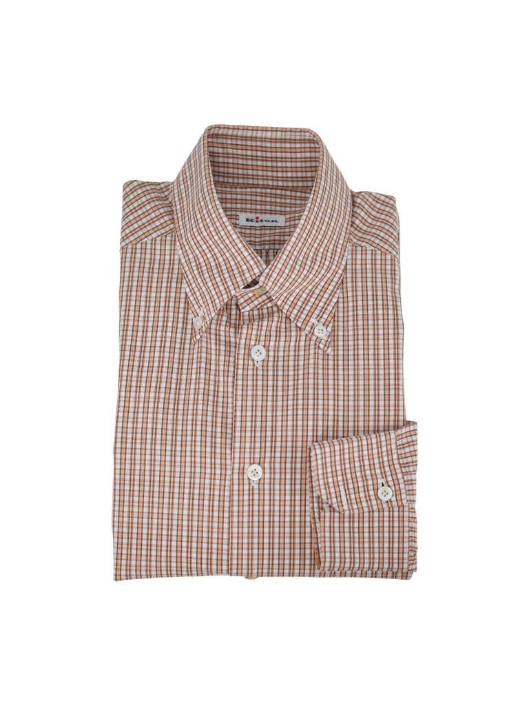Kiton Wit Rood Katoenen Gingham Overhemd Maat 44, Kleding | Heren, Overhemden, Zo goed als nieuw, Halswijdte 43/44 (XL), Wit, Ophalen of Verzenden