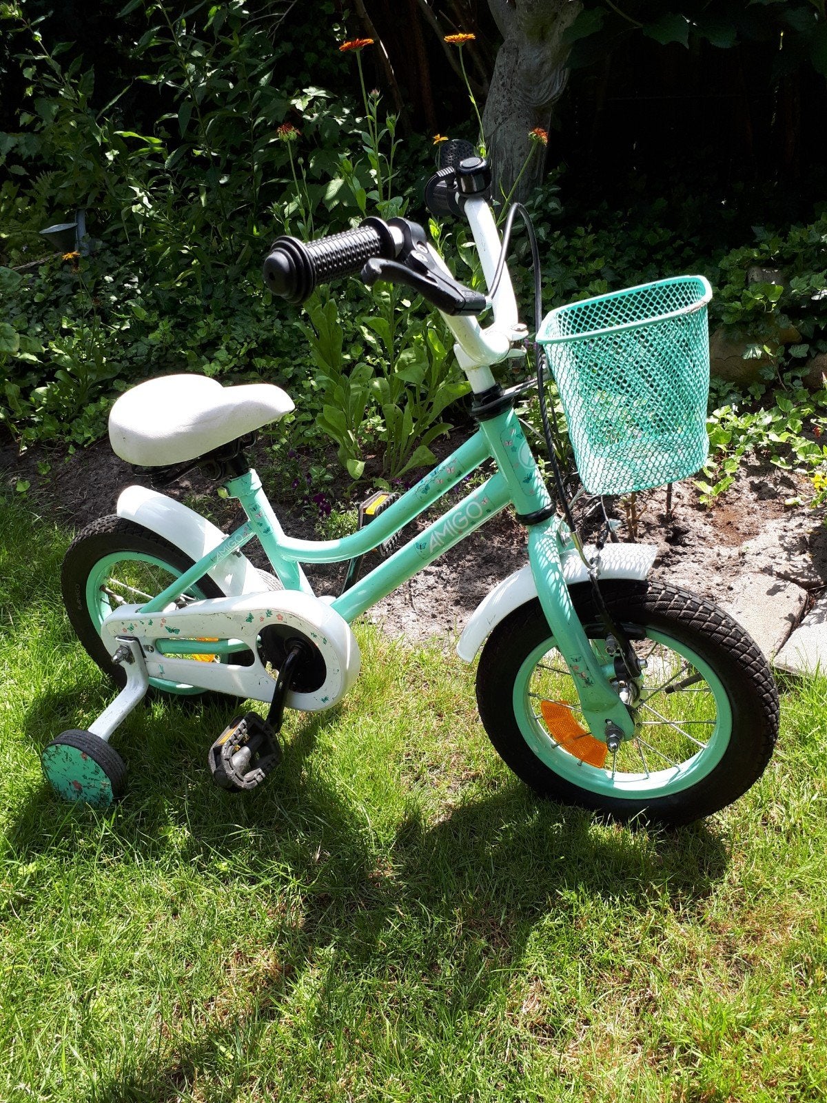 AMIGO meisjes fiets 12 inch, Fietsen en Brommers, Ophalen of Verzenden, Gebruikt, Minder dan 16 inch, Zijwieltjes